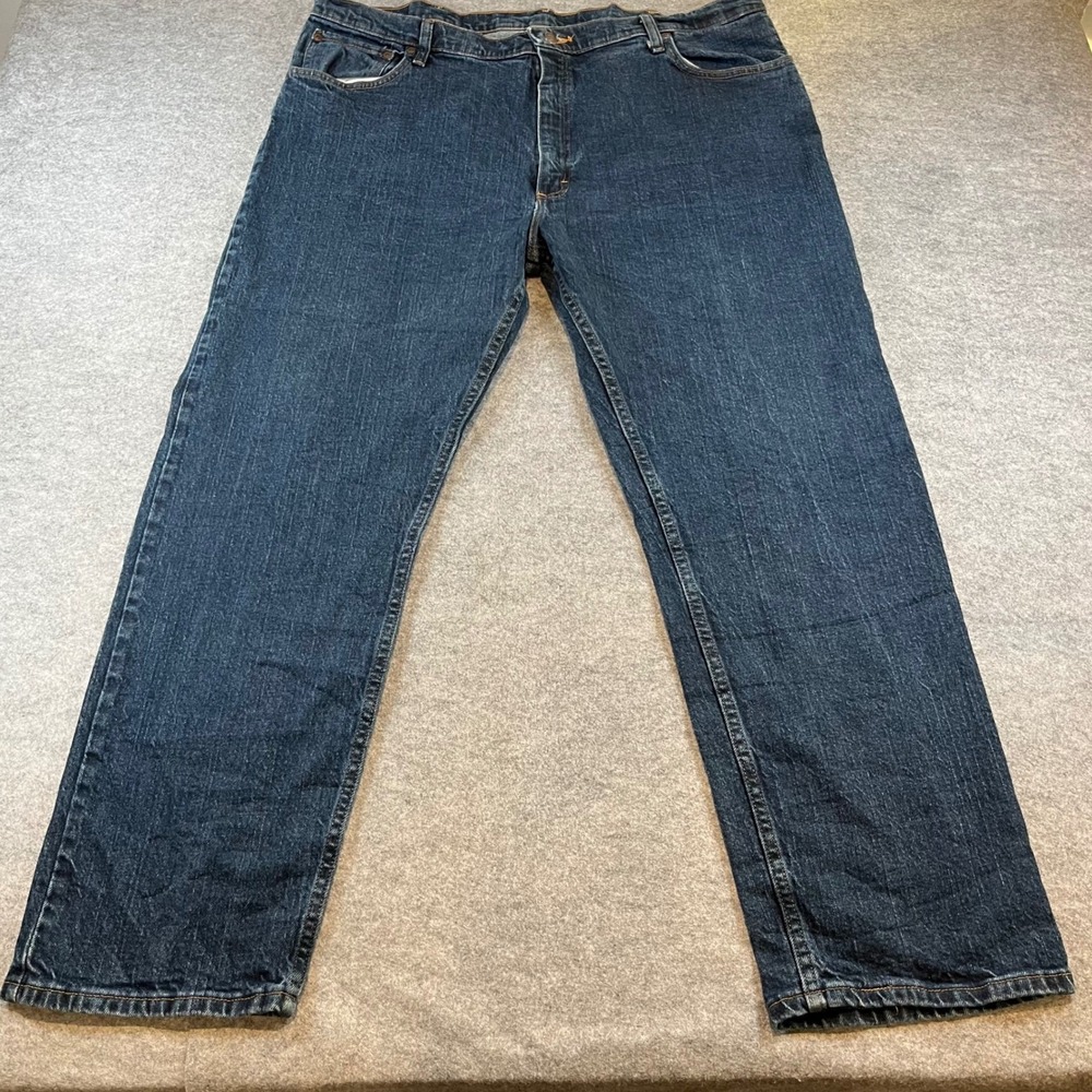 Wrangler Men Regular Fit Dark Wash Denim JeanWorkwear 42x30 Straight Leg Stretch